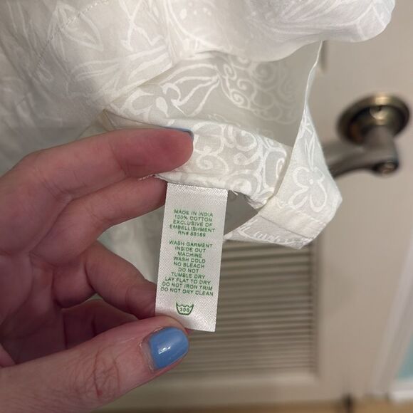 Lilly Pulitzer Sarasota Beaded Tunic Resort White Crazy Cat House Large - Picture 4 of 5